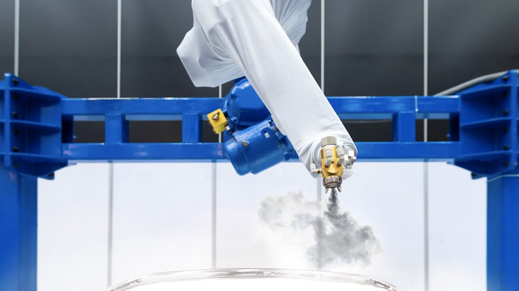 Hot tub protected with Pregis PolyMask SprayMask film, showcasing its application in safeguarding surfaces during manufacturing and installation.