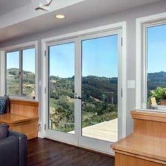 hillside view from inside cozy home